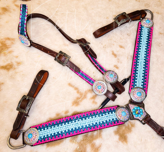 Pink & Turquoise Pony Set